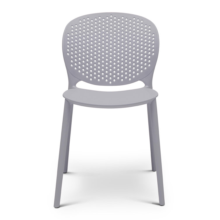 Light Gray Stackable UV Resistant Armless Dining Chairs Set