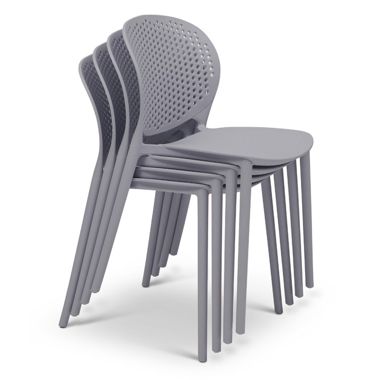Light Gray Stackable UV Resistant Armless Dining Chairs Set