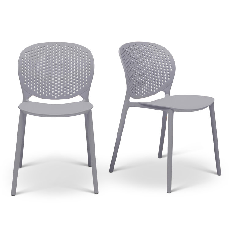 Light Gray Stackable UV Resistant Armless Dining Chairs Set