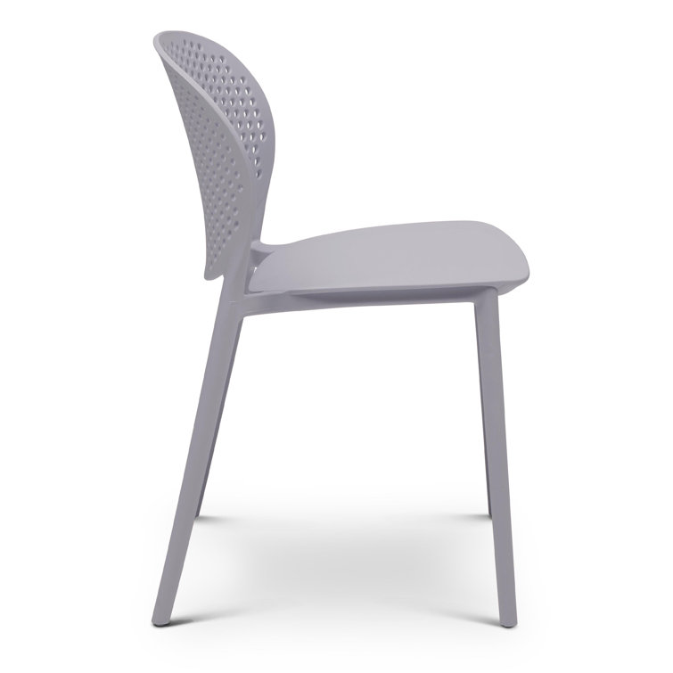 Light Gray Stackable UV Resistant Armless Dining Chairs Set