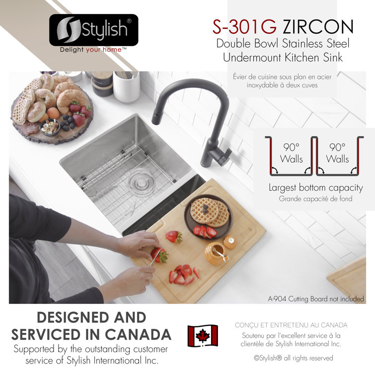 Zircon 32" Double-Bowl Stainless Steel Undermount Kitchen Sink