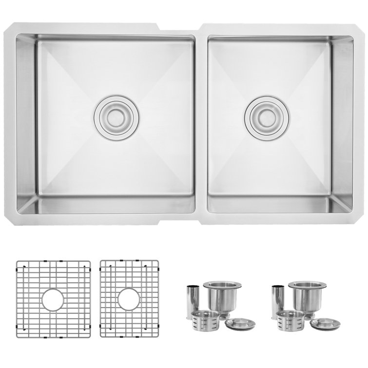 Beryl 33" Stainless Steel Double-Bowl Undermount Kitchen Sink