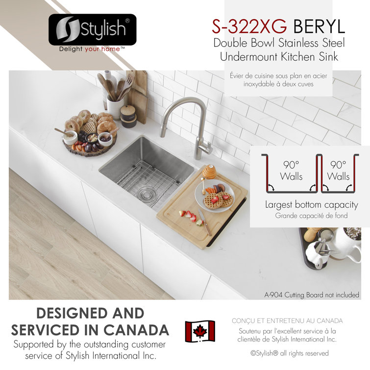 Beryl 33" Stainless Steel Double-Bowl Undermount Kitchen Sink
