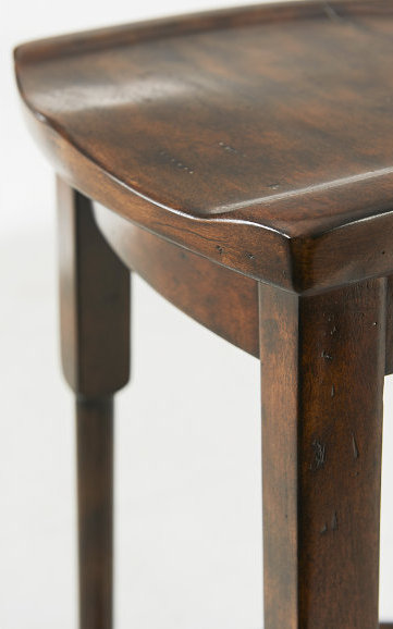 Rustic Brown Wood Saddle Seat Bar Stool