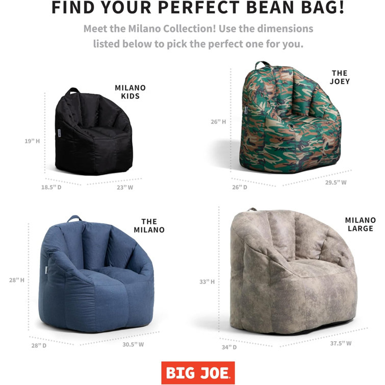 Big Joe Black Nylon Blend Milano Bean Bag Chair
