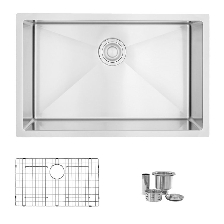Stylish 28" Brushed Stainless Steel Single Bowl Kitchen Sink