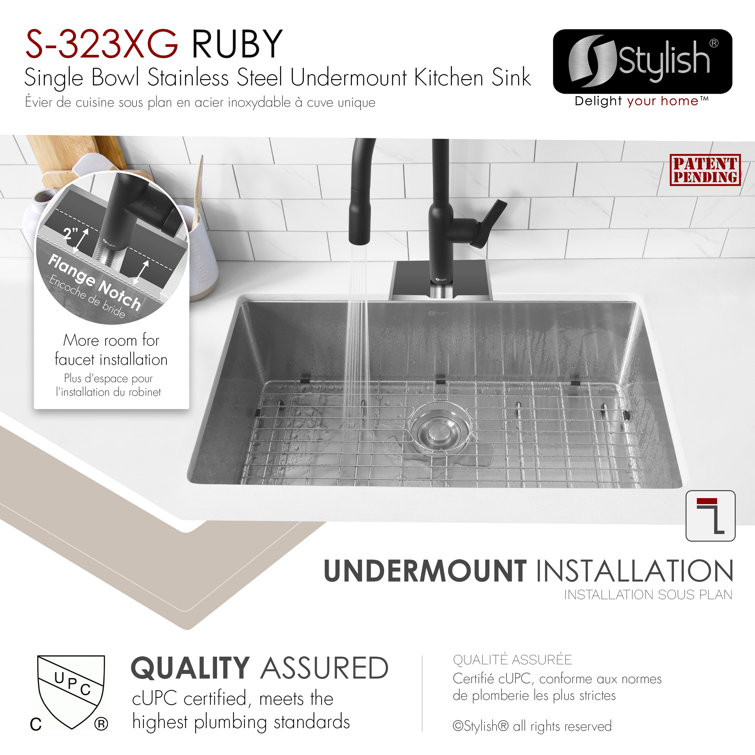 32" x 18" Stainless Steel Single Bowl Undermount Kitchen Sink