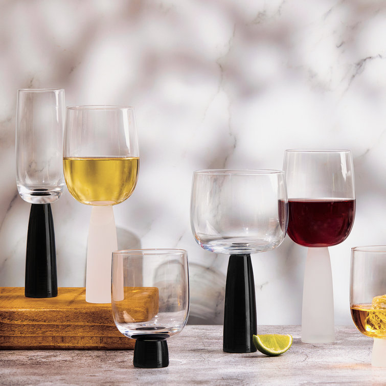 Handmade 10.25oz Clear and Black Glass Drinking Glass Set