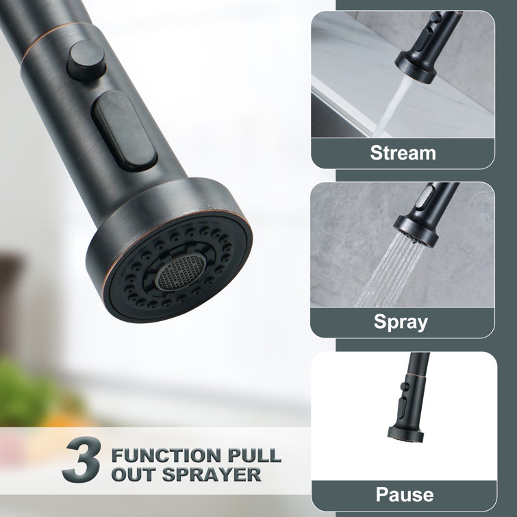 Oil Rubbed Bronze Pull Down Kitchen Faucet with Soap Dispenser