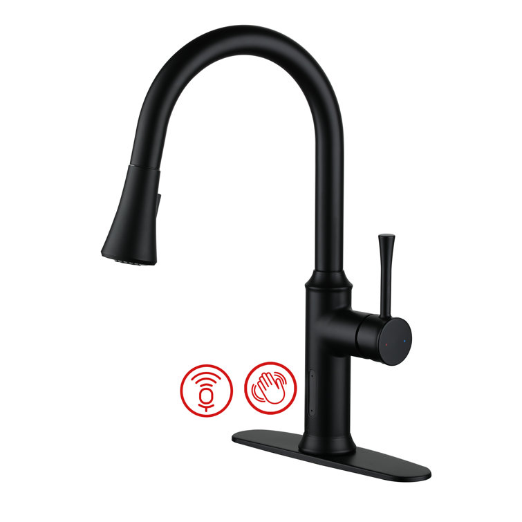 Matte Black Stainless Steel Touchless Pull-Down Sprayer Kitchen Faucet