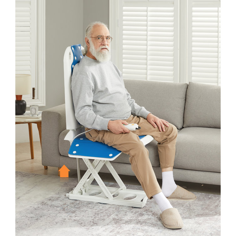 Blue and White Foldable Electric Chair Lift with Arm Rest