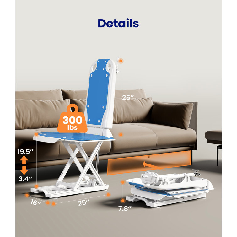Blue and White Foldable Electric Chair Lift with Arm Rest