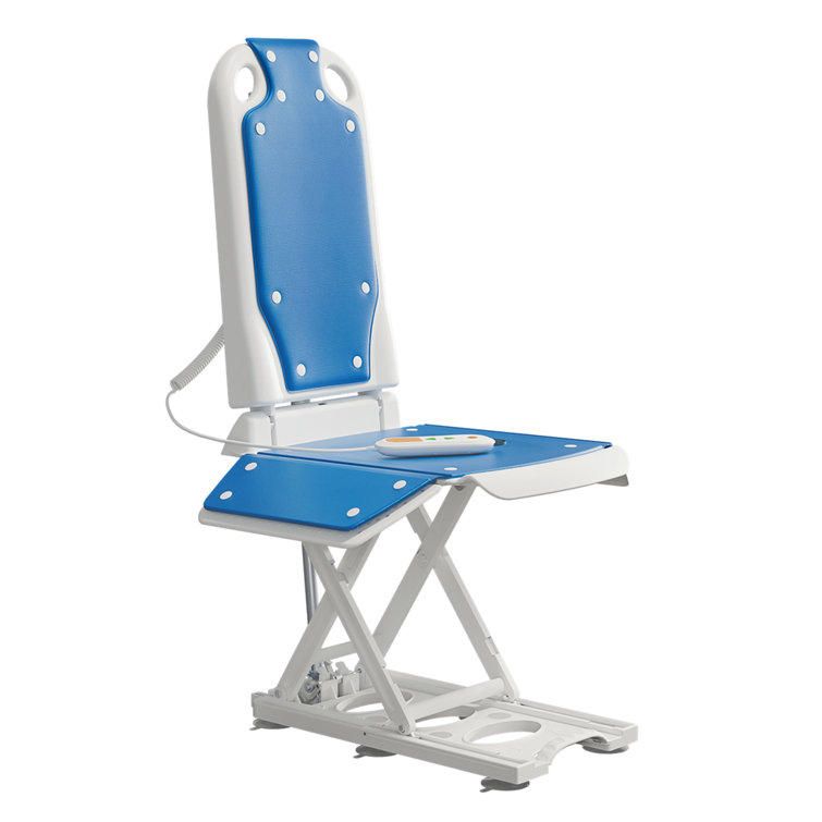 Blue and White Foldable Electric Chair Lift with Arm Rest