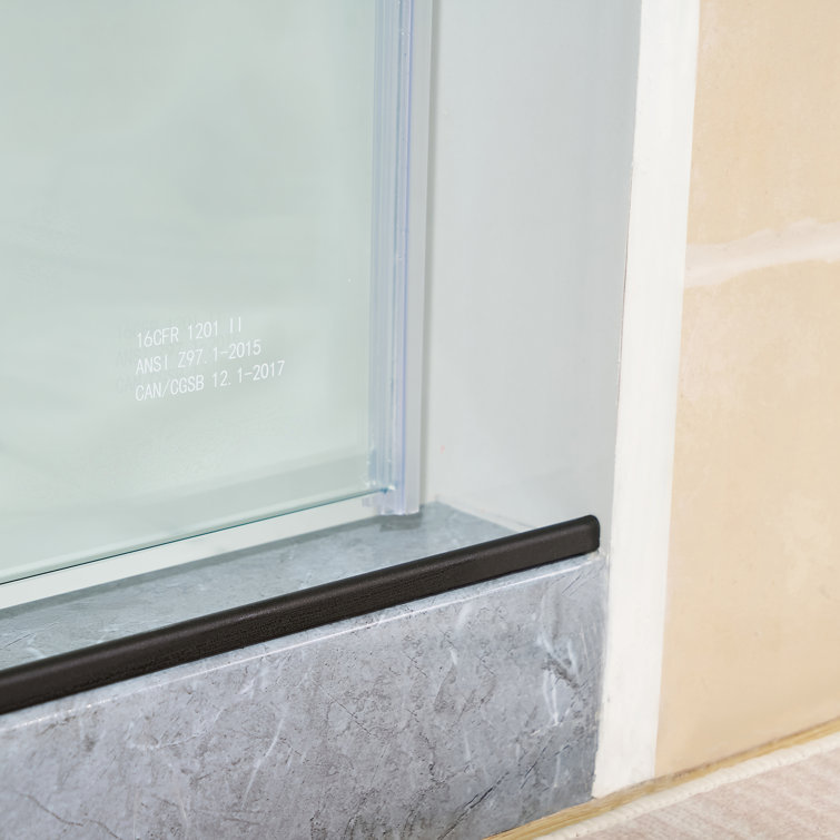 60" x 76" Frameless Matte Black Sliding Shower Door with Clear Glass