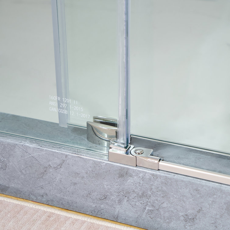 Chrome Frameless Single Sliding Shower Door with Clear Glass Panels