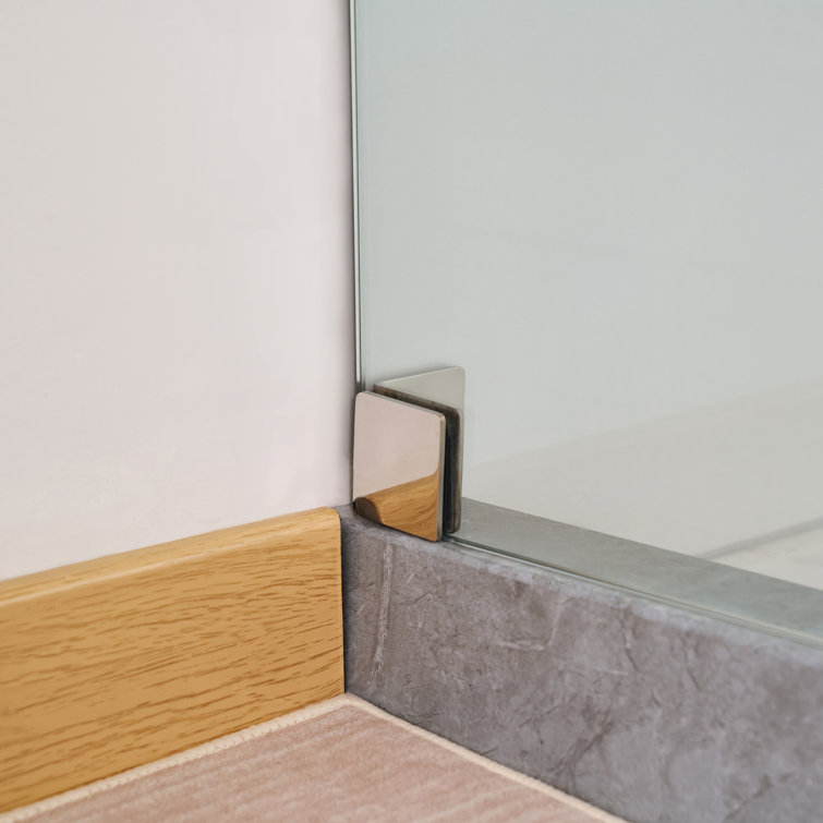 Chrome Frameless Single Sliding Shower Door with Clear Glass Panels