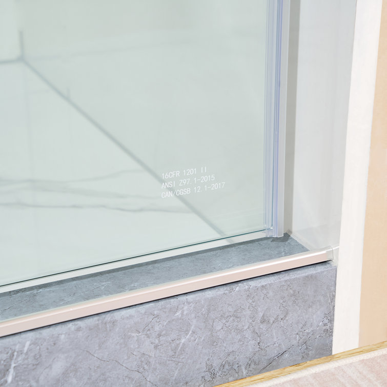Chrome Frameless Single Sliding Shower Door with Clear Glass Panels