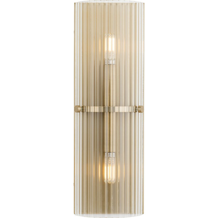 Soft Gold Ridged Glass 2-Light Wall Sconce