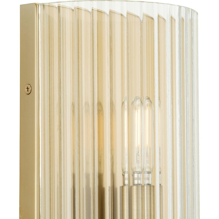 Soft Gold Ridged Glass 2-Light Wall Sconce