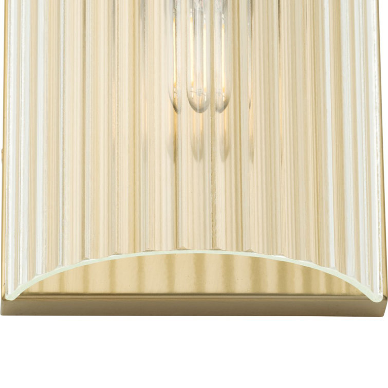 Soft Gold Ridged Glass 2-Light Wall Sconce