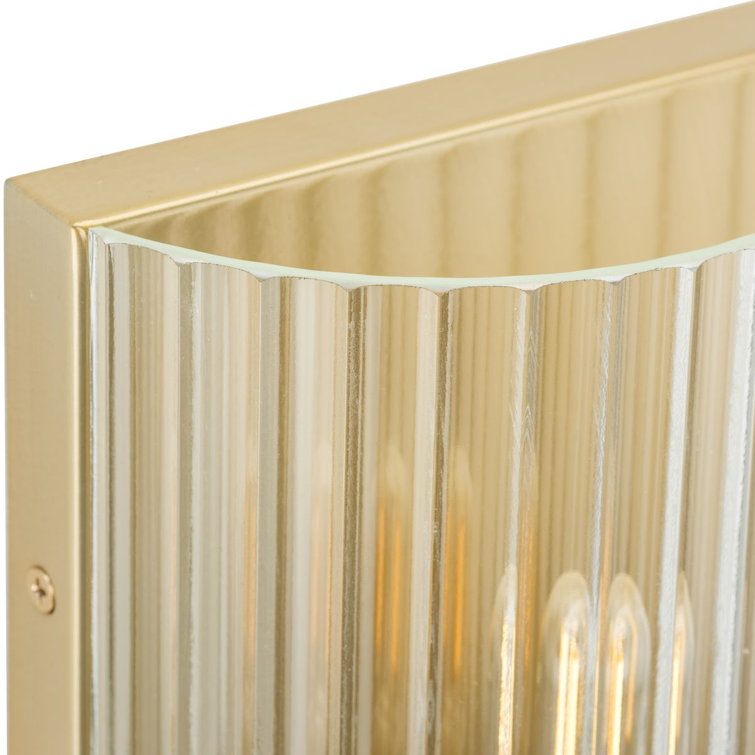 Soft Gold Ridged Glass 2-Light Wall Sconce