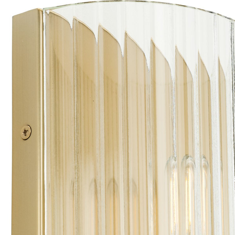Soft Gold Ridged Glass 2-Light Wall Sconce
