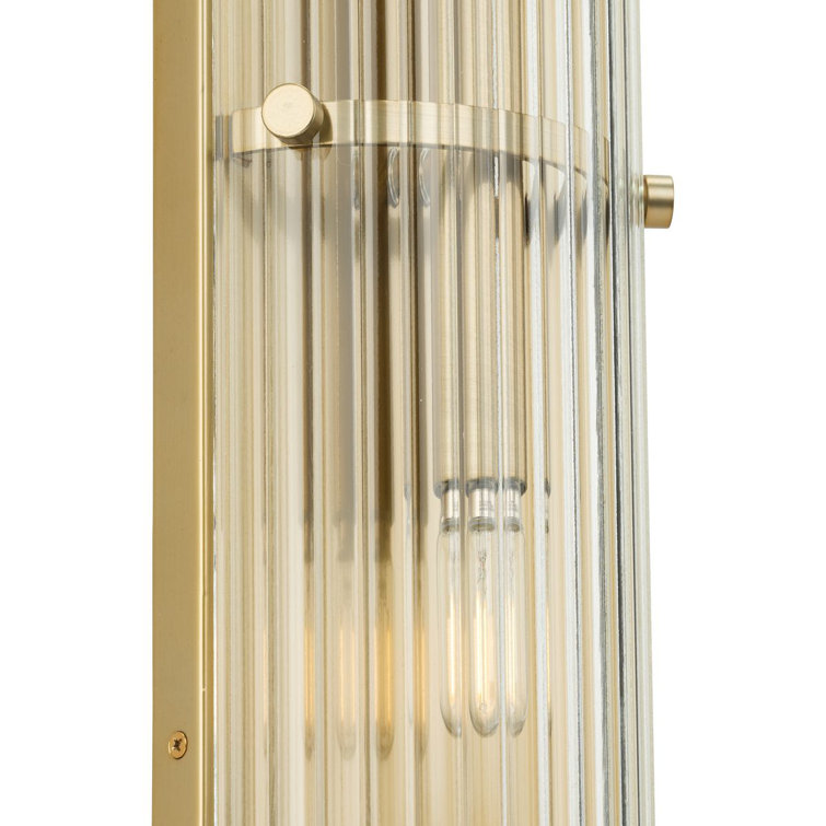 Soft Gold Ridged Glass 2-Light Wall Sconce