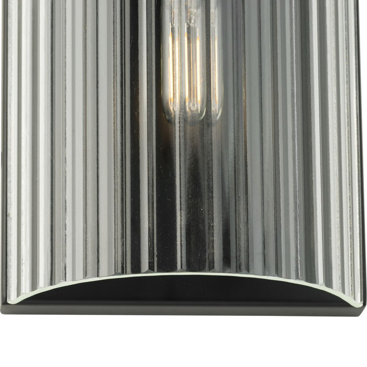 Matte Black and Glass 18" Direct Wired Wall Sconce