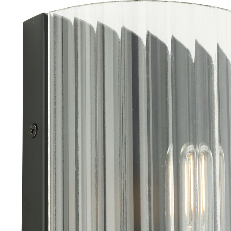 Matte Black and Glass 18" Direct Wired Wall Sconce