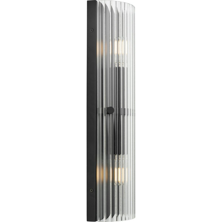 Matte Black and Glass 18" Direct Wired Wall Sconce