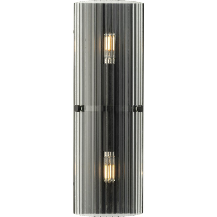 Matte Black and Glass 18" Direct Wired Wall Sconce