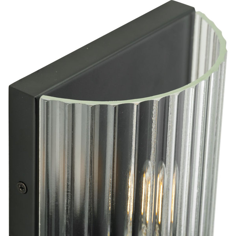Matte Black and Glass 18" Direct Wired Wall Sconce