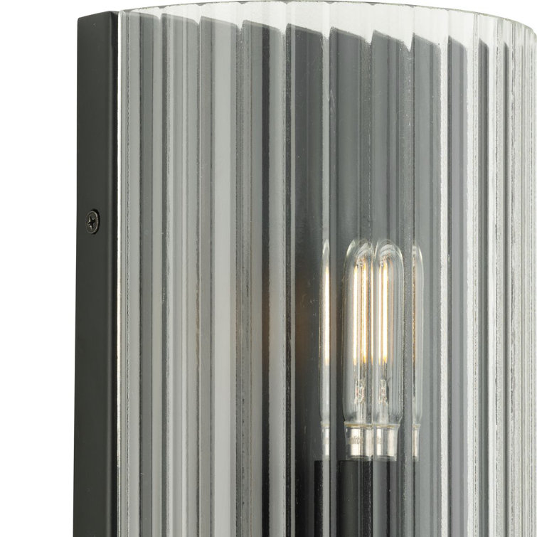 Matte Black and Glass 18" Direct Wired Wall Sconce