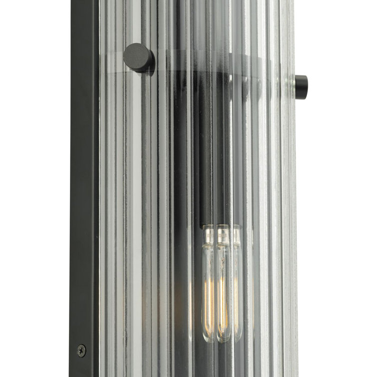 Matte Black and Glass 18" Direct Wired Wall Sconce