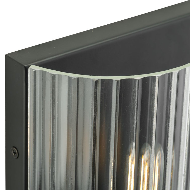 Matte Black and Glass 18" Direct Wired Wall Sconce