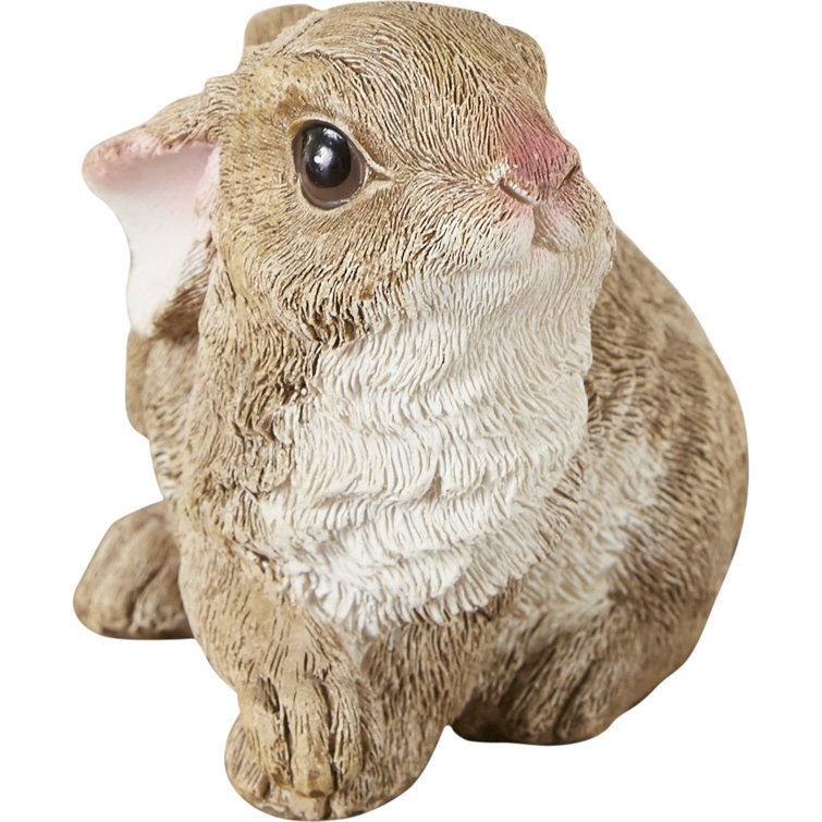 Hand-Painted Brown Resin Garden Bunny Statues Set
