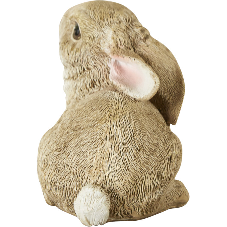 Hand-Painted Brown Resin Garden Bunny Statues Set