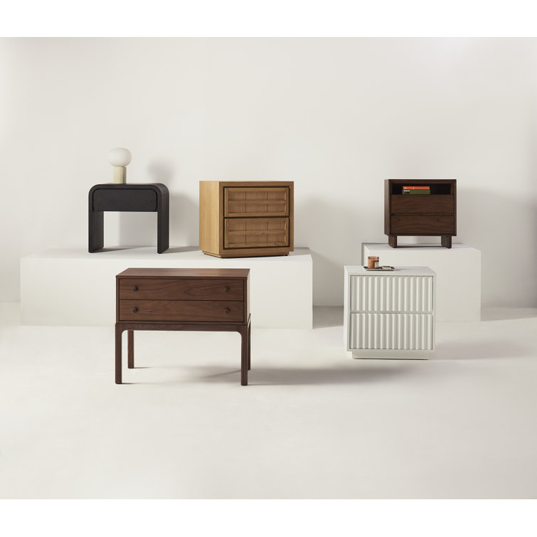 Daniella Campaign-Style 2-Drawer Natural Walnut Nightstand
