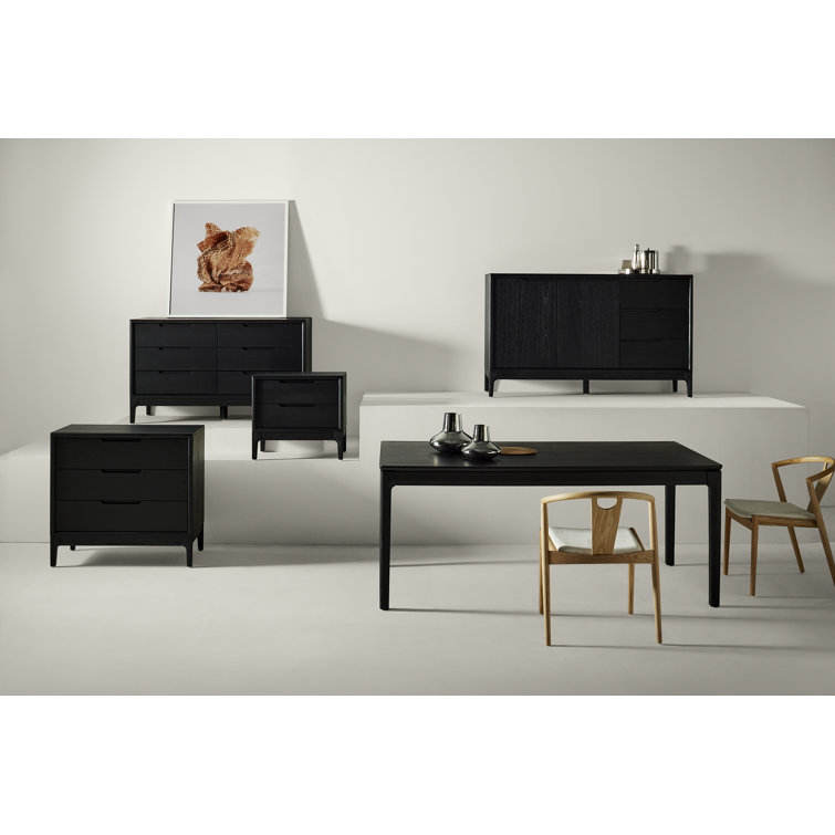 Black Solid and Manufactured Wood 60'' Sideboard
