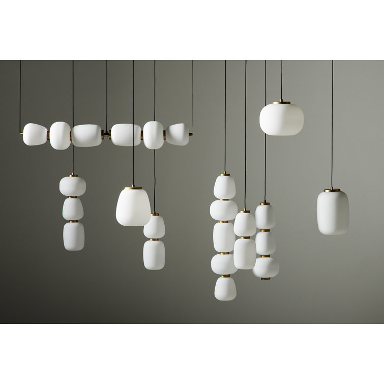 Soji 7.5" Black & Gold LED Glass Pendant Light
