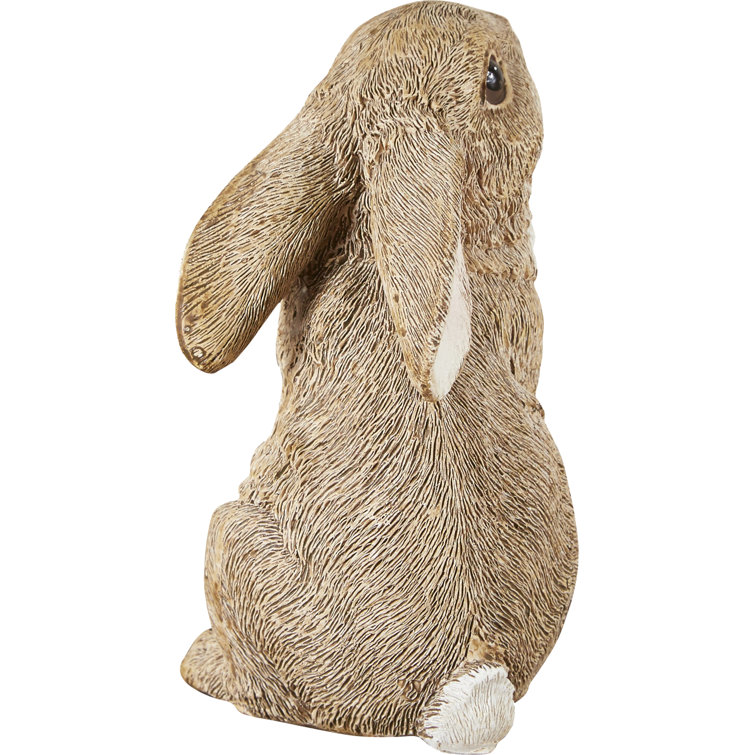 Hand-Painted Brown Resin Garden Bunny Statues Set