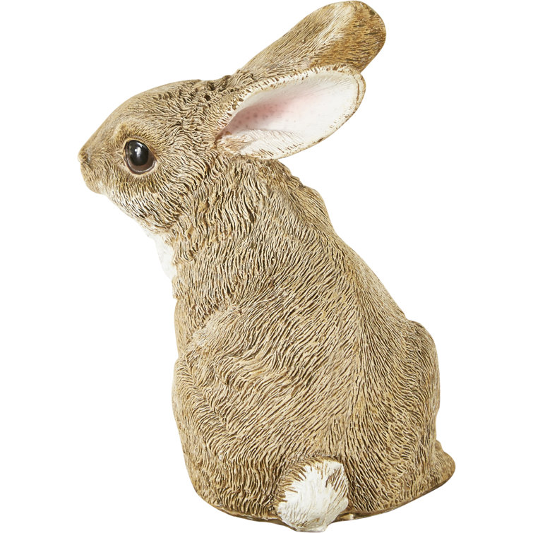 Hand-Painted Brown Resin Garden Bunny Statues Set