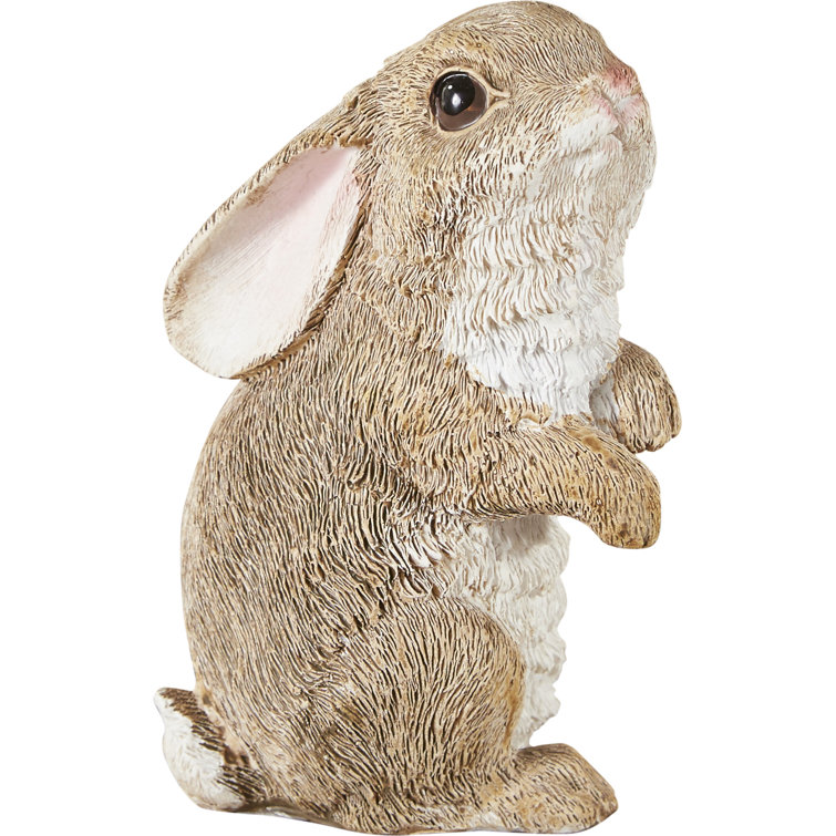 Hand-Painted Brown Resin Garden Bunny Statues Set