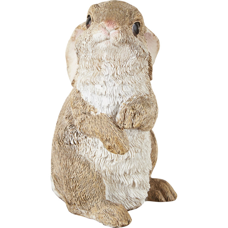 Hand-Painted Brown Resin Garden Bunny Statues Set
