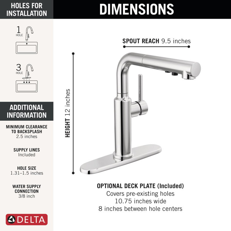 Daneri Chrome Pull-Out Sprayer Kitchen Faucet with Lever Handle