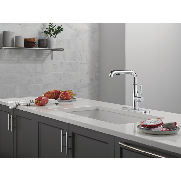 Chrome Single Handle Pull-Out Sprayer Kitchen Faucet