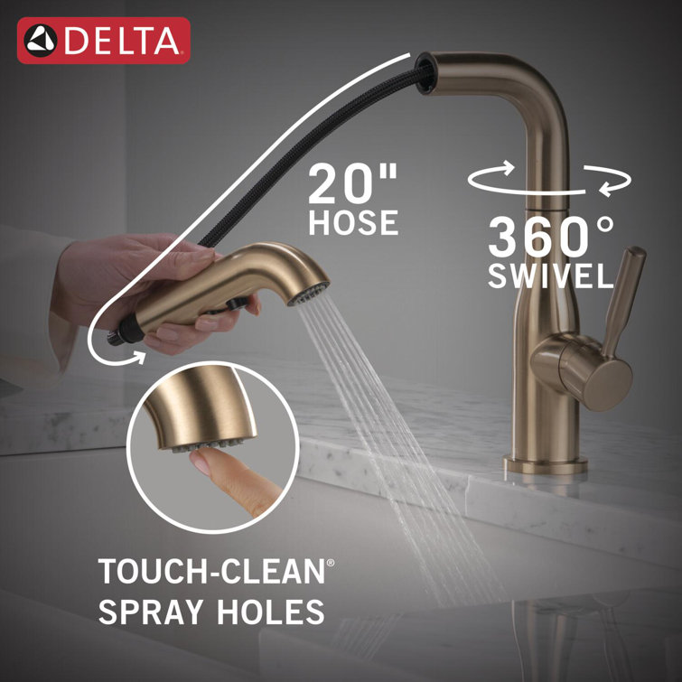 Champagne Bronze Single Handle Pull-Out Kitchen Faucet