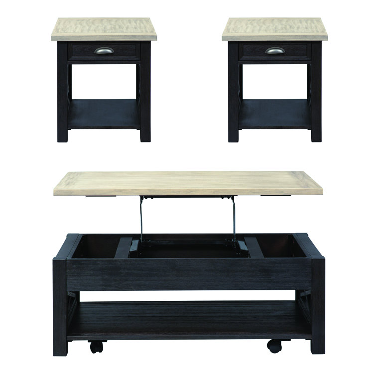 Heatherbrook Black and Ash 3-Piece Living Room Table Set