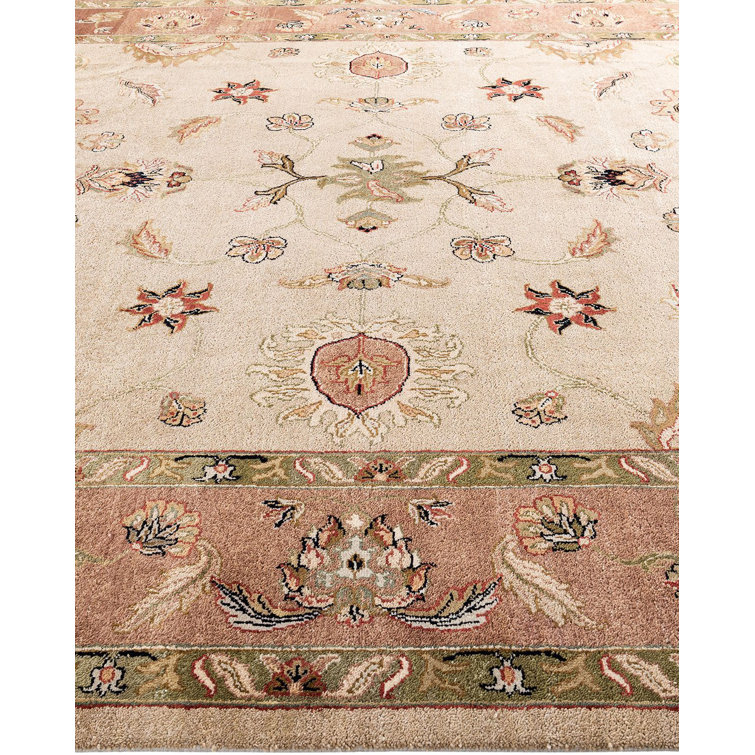 Handmade Sand Wool Rectangular Area Rug, 8' 10" x 11' 10"