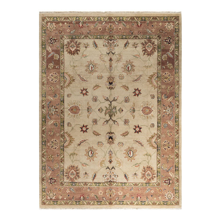 Handmade Sand Wool Rectangular Area Rug, 8' 10" x 11' 10"